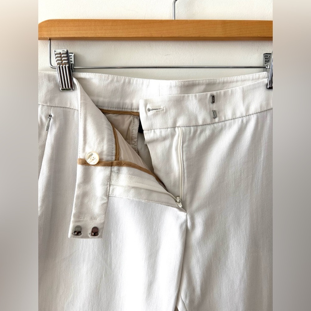 AKRIS PUNTO Cotton-Blend Straight Leg White Trousers | US 6 - Picture 5 of 7